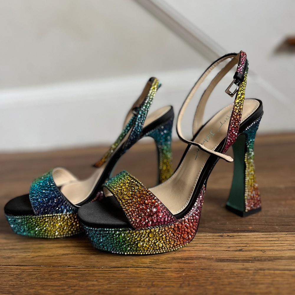 Betsy Johnson Rainbow Rhinestone Heels
